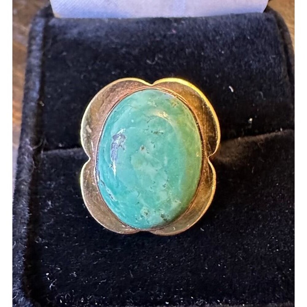 Oval Turquoise Pure Copper Ring Size 9